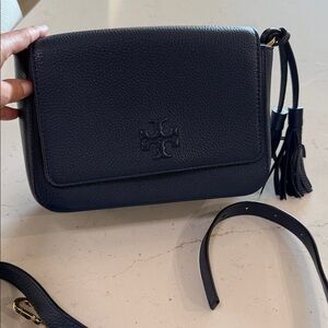 Tory Burch dark blue bag- Thea web flap crossbody bag